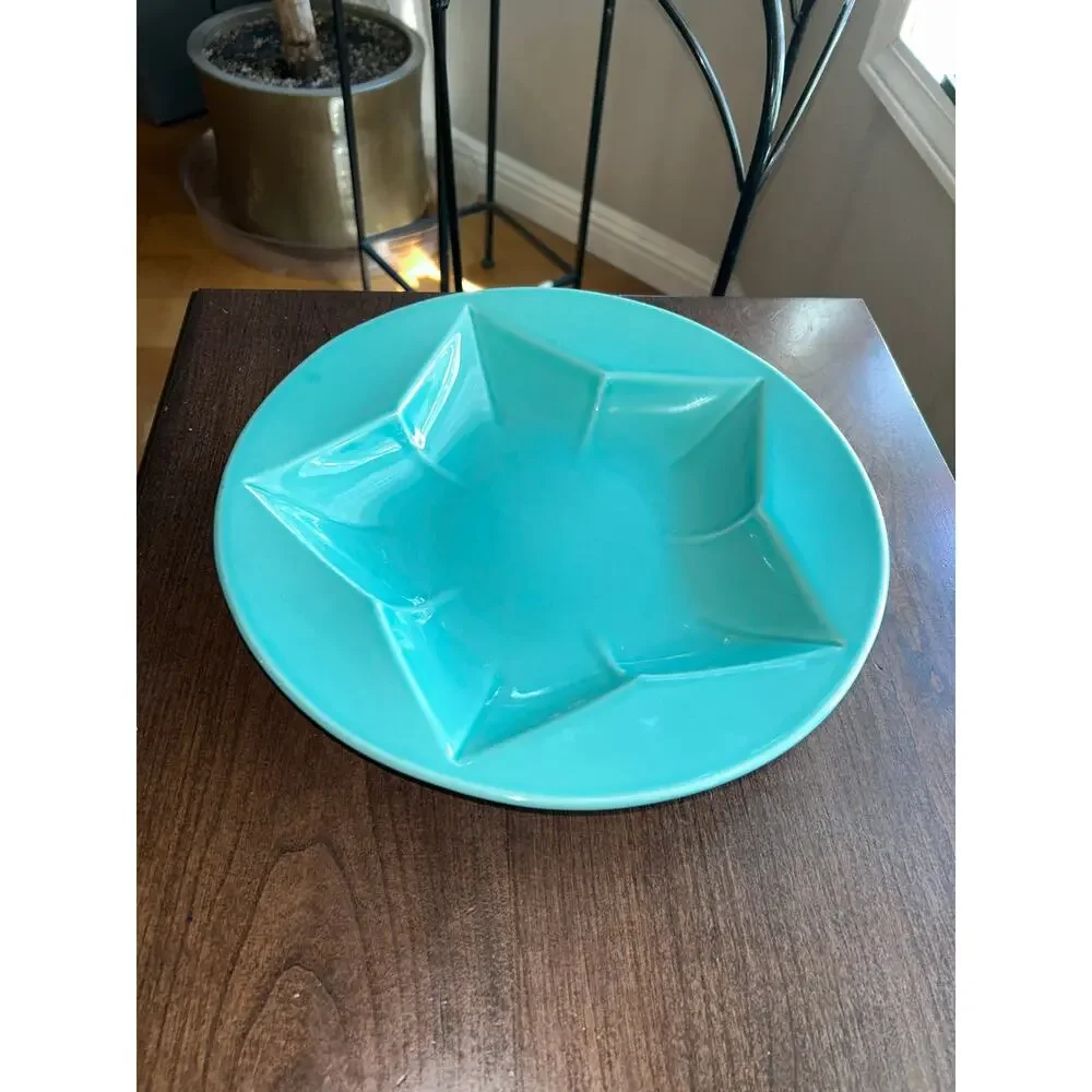 Vintage Homer Laughlin Fiesta Ware Star Shaped Serving Bowl 11” turquoise